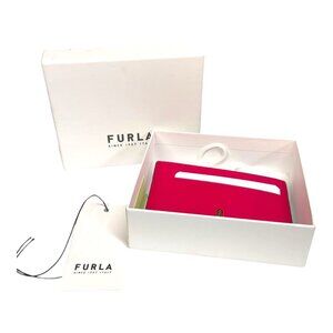 Furla Hot Pink Leather Card Holder Wallet Case With Dust Bag Box Gift Set New